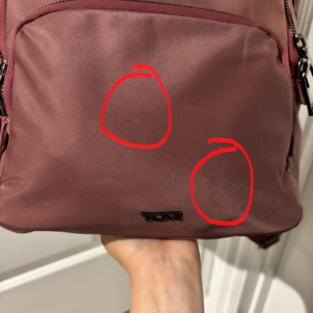 Tumi Voyageur Haley Pink Nylon Backpack Leather Trim Laptop Bag $395 Retail - Picture 5 of 11